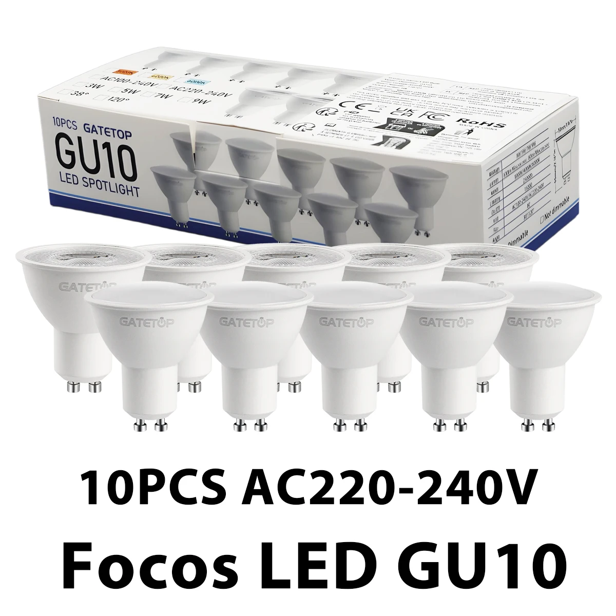 Home Cinema Led - Paquete de 10 Focos GU10, Lámpara