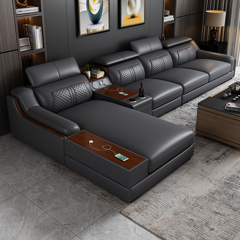 Sofá de cuero simple y moderno - Home Cinema Sofa reseña y precio