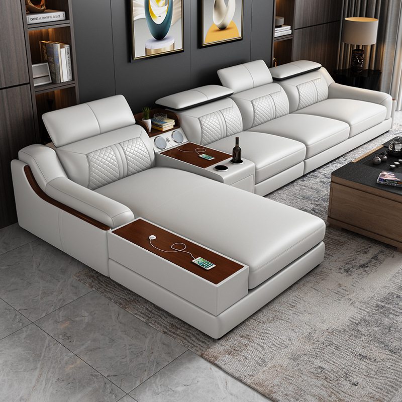 Sofá de cuero simple y moderno - Home Cinema Sofa reseña y precio
