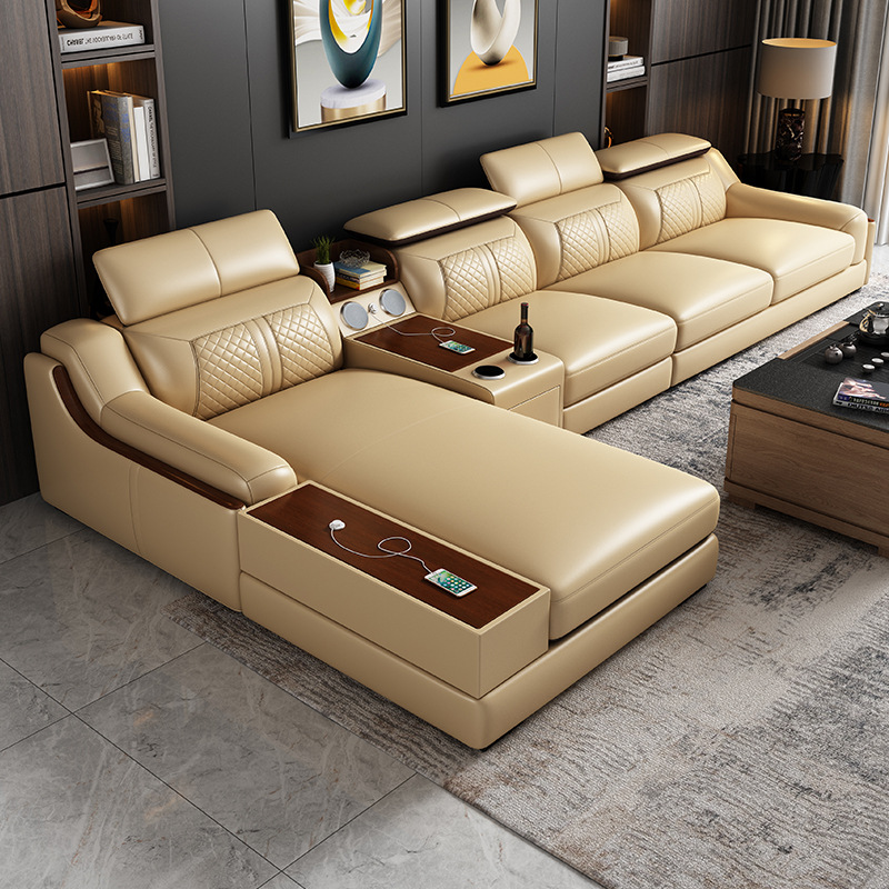 Sofá de cuero simple y moderno - Home Cinema Sofa reseña y precio