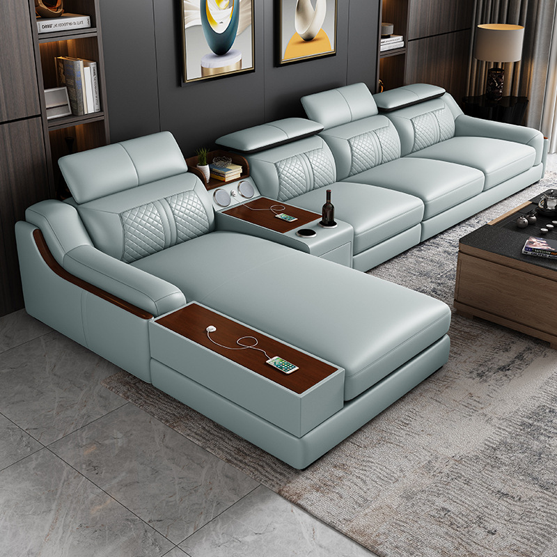 Sofá de cuero simple y moderno - Home Cinema Sofa reseña y precio