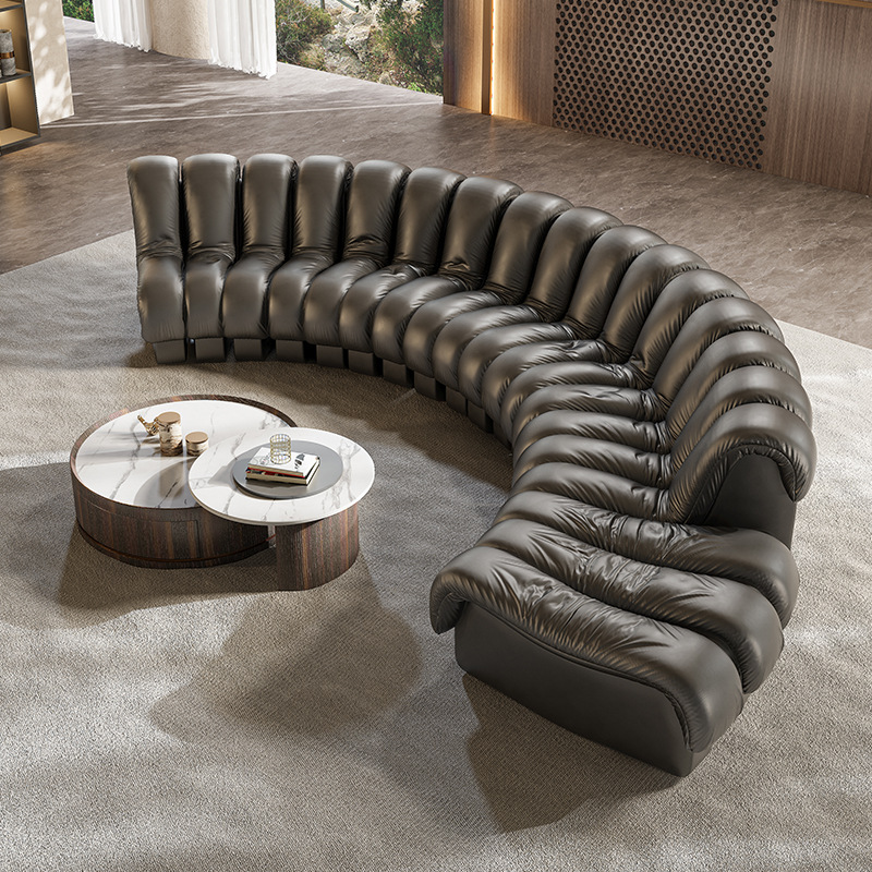 Sofá Modular Curvo de Cuero Bl - Home Cinema Sofa reseña y precio