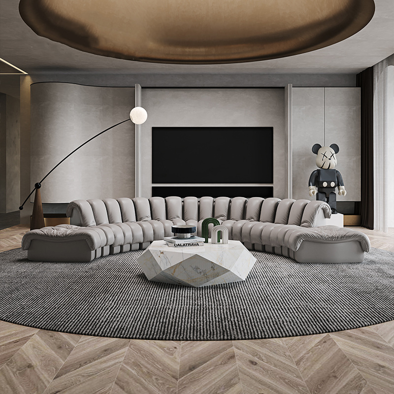 Sofá Modular Curvo de Cuero Bl - Home Cinema Sofa reseña y precio