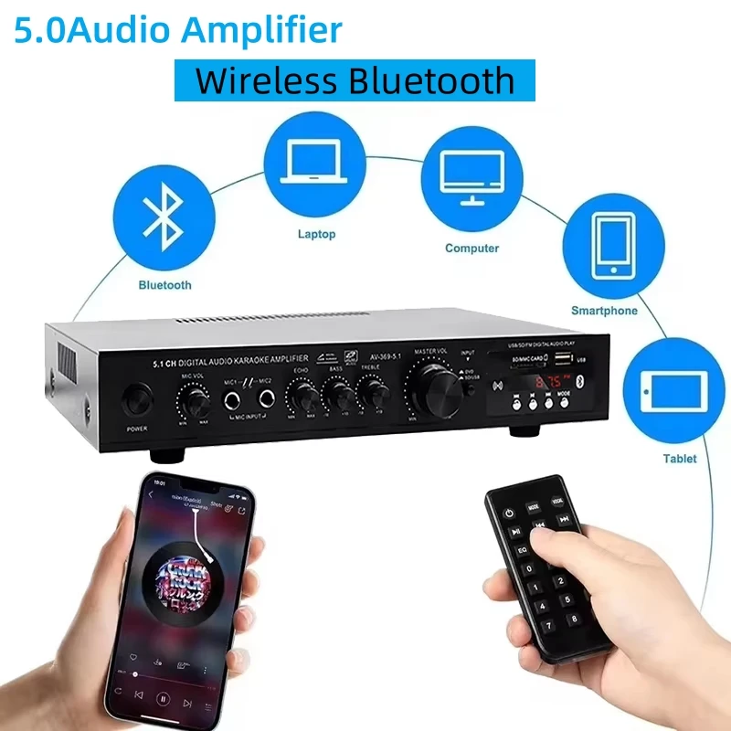 AV-369BT Bluetooth 5,1 altavoz - Home Cinema Ampli reseña y precio