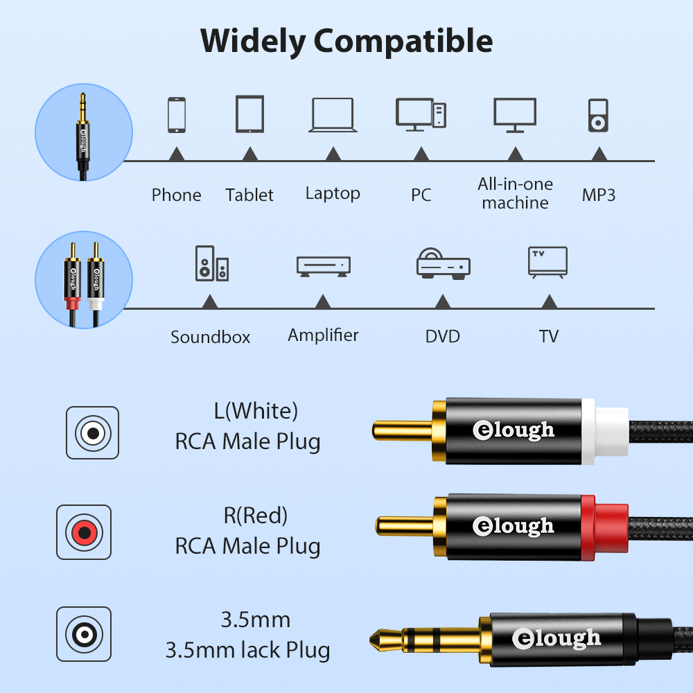 Elough-Cable RCA AUX para alta - Audio Home Cinema reseña y precio