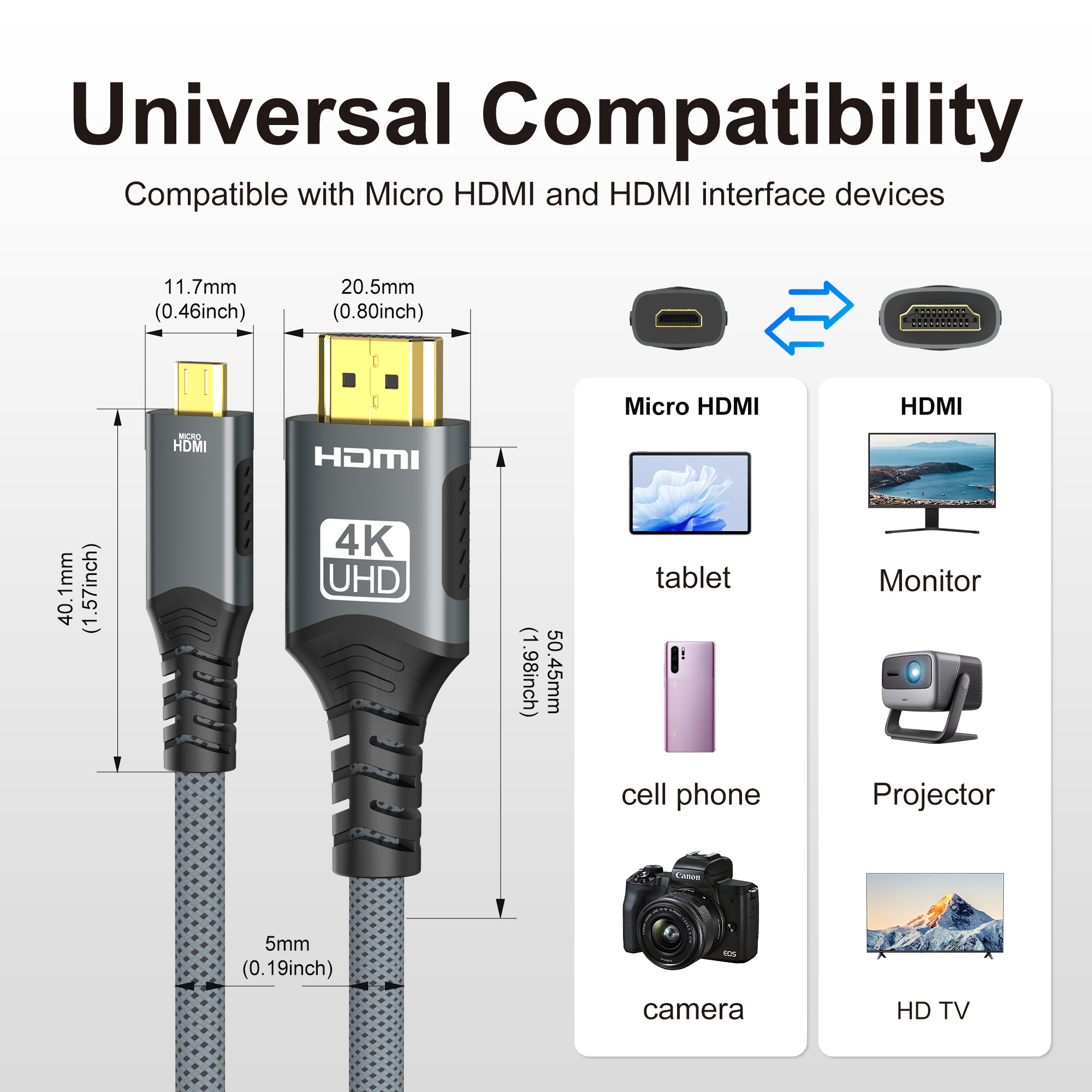 Micro HDMI 4K compatible con H - Hdmi Arc Cable reseña y precio