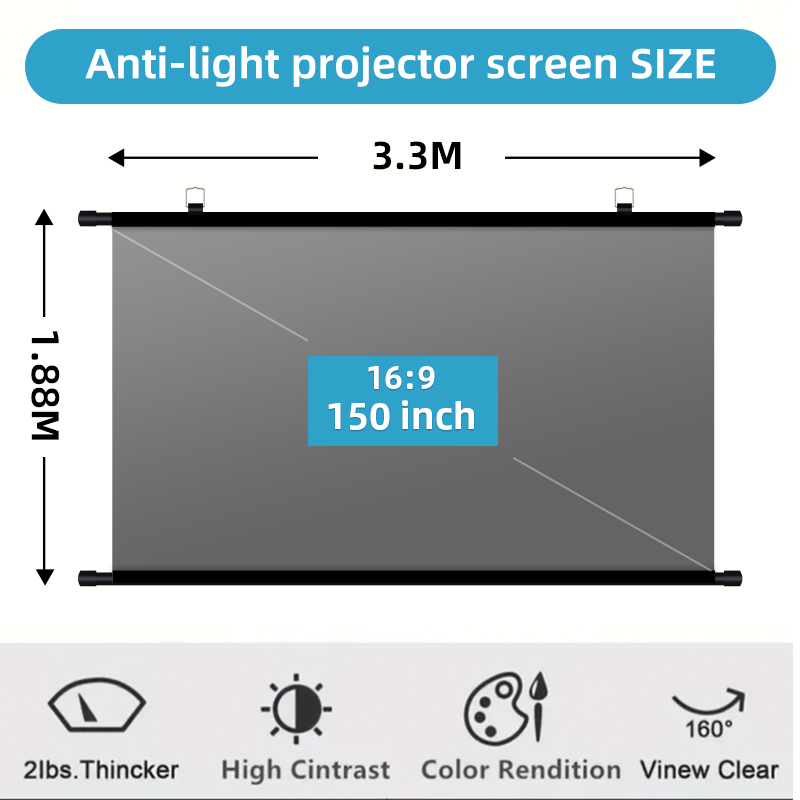 Pantalla de Proyección Antiluz - Home Cinema Projector Screen reseña y precio